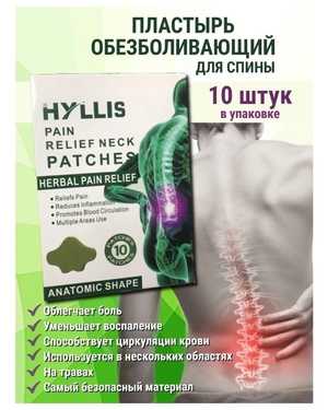 Пластырь обезболивающий для спины Hyllis / патч поясничный травяной 10 шт
