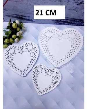 Бумажные салфетки ажурные в форме сердца, (100шт) размер: 21см