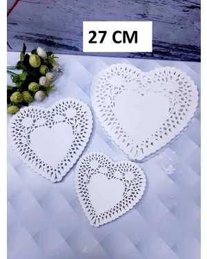 Бумажные салфетки ажурные в форме сердца, (100шт) размер: 27см