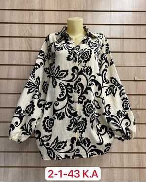 БЛУЗКА БОЛЬШЕМЕРЯТ ТКАНЬ 60% COTTON, 20% LINEN, 20% TENCEL