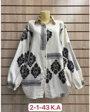 БЛУЗКА БОЛЬШЕМЕРЯТ ТКАНЬ 60% COTTON, 20% LINEN, 20% TENCEL