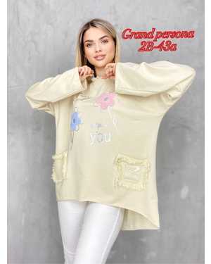 Женская кофта. Ткань : Трикотаж, Хлопок+ карман Размер : 3XL(52-54-56),4XL(56-58-60),5XL(60-62-64),6XL(64-66-68)
