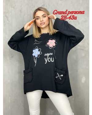 Женская кофта. Ткань : Трикотаж, Хлопок+ карман Размер : 3XL(52-54-56),4XL(56-58-60),5XL(60-62-64),6XL(64-66-68)