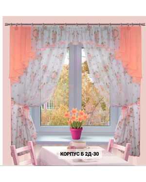 Шторы на кухню ткань вуаль. Ширина: 2.7м Высота: 1.7м