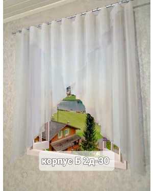 Шторы на кухню ткань вуаль. Ширина: 2.7м Высота: 1.7м