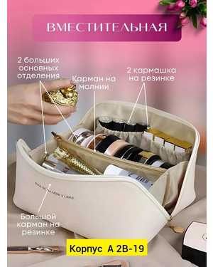 Косметичка - бьюти-кейс внутри: 2 больших - основных отделения