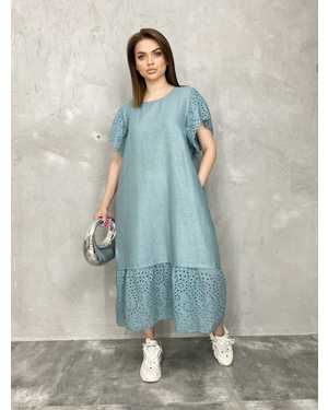 Женское платье. Ткань лен с карманами Размеры: 3XL(50-52),4XL(52-54),5XL(54-56),6XL(56-58)