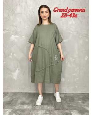 Женское платье. Ткань лен Размеры: 3XL(50-52-54),4XL(52-54-56),5XL(54-56-58),6XL(56-58-60)
