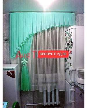 Шторы на кухню. Ламбрекен: 2м Ширина тюль: 2.7м Высота: 1,7м