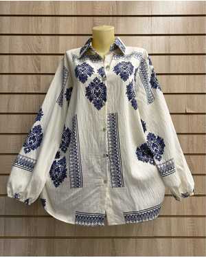 БЛУЗКА ТКАНЬ 60% COTTON, 20% LINEN, 20% TENCEL
