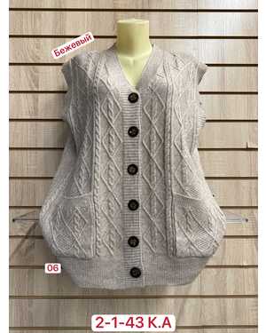 ЖИЛЕТ ТКАНЬ 52% CASHMERE, 28% WOOL, 15% COTTON, 5% ELASTANE