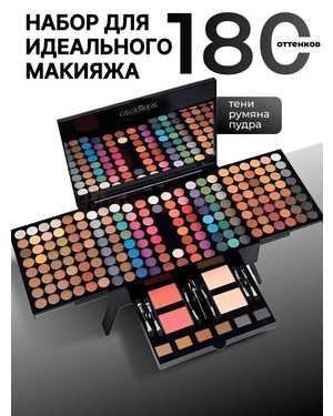 Набор для идеального макияжа Количество оттенков теней 180 + пудра + румяна