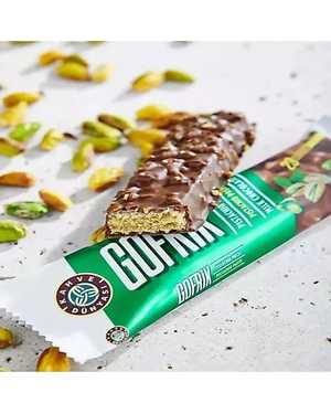 Хрустящие вафли в молочном шоколаде с фисташковым кремом и кусочками фисташки. Gofrik 24гр