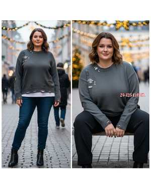 СВИТЕР ТКАНЬ ВЯЗАННЫЙ КАШЕМИР + ЛАПША