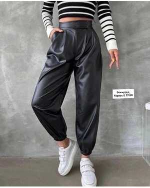 ШТАНЫ В РАЗМЕР ТКАНЬ ЭКО-КОЖА С НАЧЁСОМ