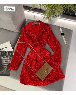 ПЛАТЬЕ-ПИДЖАК ТКАНЬ ПАЙЕТКИ НА БАРХАТЕ