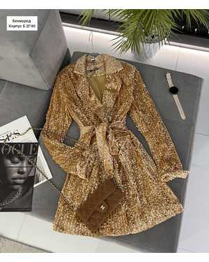 ПЛАТЬЕ-ПИДЖАК ТКАНЬ ПАЙЕТКИ НА БАРХАТЕ