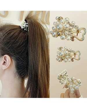 металлическая заколка для хвоста с жемчугом