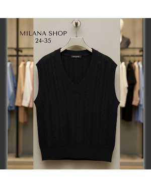 КОФТА БЕЗ РУКАВОВ ТКАНЬ ВЯЗАНЫЕ