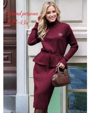 Женское платье. Ткань трикотаж с баской (шерсть 50% хлопок 30% полиэстер 20%)