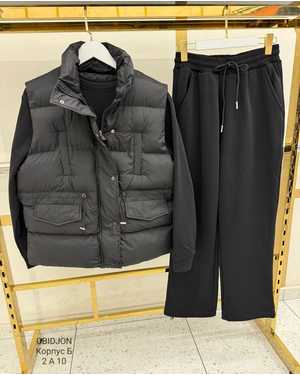 Женский Костюм тройка Утеплённый на флис Фабричный Китай