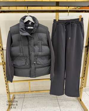 Женский Костюм тройка Утеплённый на флис Фабричный Китай