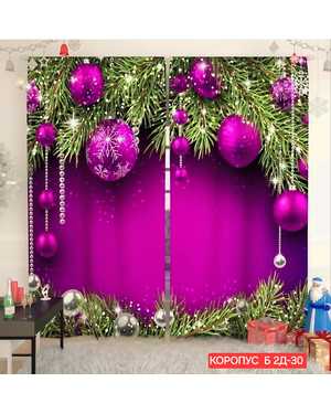 Фотошторы 3д новогодние ткань габардин. Ширина: 2,9м Высота: 2,6м