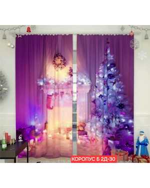 Фотошторы 3д новогодние ткань габардин. Ширина: 2,9м Высота: 2,6м