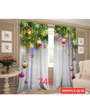 Фотошторы 3д новогодние ткань габардин. Ширина: 2,9м Высота: 2,6м