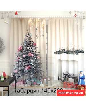 Фотошторы 3д новогодние ткань габардин. Ширина: 2,9м Высота: 2,6м