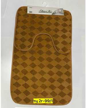 Набор ковриков для ванной и туалета Прорезиненные 2шт Материал: Полиэстер Размеры: для ванной 50x80 см, для туалета 50x40 см