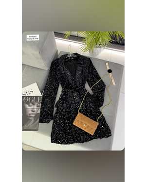 ПЛАТЬЕ-ПИДЖАК ТКАНЬ ПАЙЕТКИ НА БАРХАТЕ