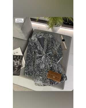 ПЛАТЬЕ-ПИДЖАК ТКАНЬ ПАЙЕТКИ НА БАРХАТЕ