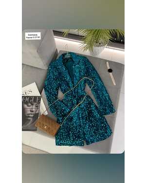 ПЛАТЬЕ-ПИДЖАК ТКАНЬ ПАЙЕТКИ НА БАРХАТЕ