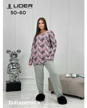 ПИЖАМА С НАЧЁСОМ В РАЗМЕР ТКАНЬ 100% ХЛОПОК