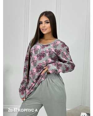 ПИЖАМА С НАЧЁСОМ В РАЗМЕР ТКАНЬ 100% ХЛОПОК