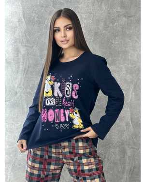 ПИЖАМА С НАЧЁСОМ В РАЗМЕР ТКАНЬ ХЛОПОК