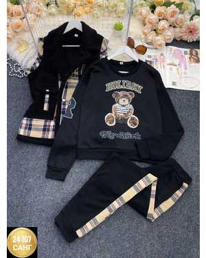 ЖЕНСКИЙ КОСТЮМ В РАЗМЕР ТКАНЬ МЕХ И КЛЕТКА, ФЛИС