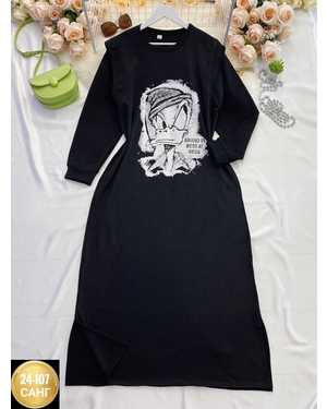 ПЛАТЬЕ ТКАНЬ ФЛИС С ПРИНТОМ