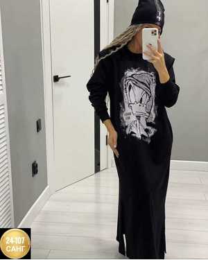 ПЛАТЬЕ ТКАНЬ ФЛИС С ПРИНТОМ