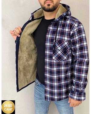 РУБАШКА С КАПЮШОНОМ ТКАНЬ КЛЕТИЧНЫЙ ХБ + МЕХ