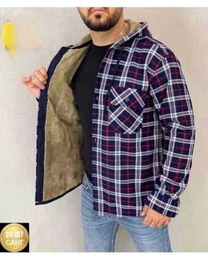 РУБАШКА С КАПЮШОНОМ ТКАНЬ КЛЕТИЧНЫЙ ХБ + МЕХ