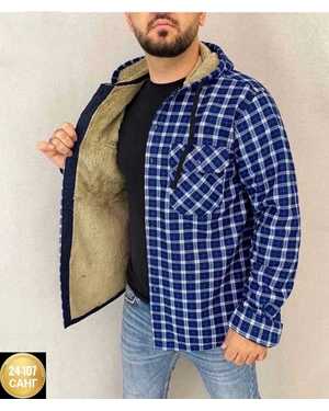 РУБАШКА С КАПЮШОНОМ ТКАНЬ КЛЕТИЧНЫЙ ХБ + МЕХ