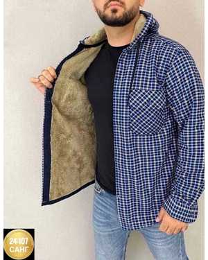 РУБАШКА С КАПЮШОНОМ ТКАНЬ КЛЕТИЧНЫЙ ХБ + МЕХ