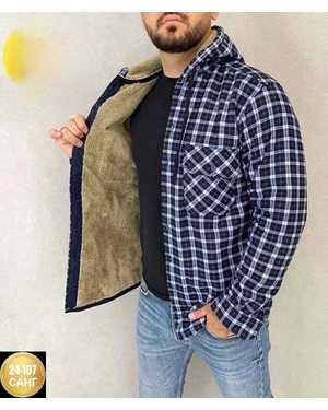 РУБАШКА С КАПЮШОНОМ ТКАНЬ КЛЕТИЧНЫЙ ХБ + МЕХ