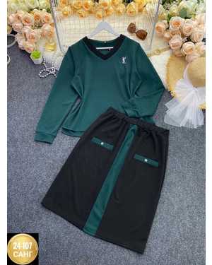 ЖЕНСКИЙ КОСТЮМ ДВОЙКА ТКАНЬ ТРИКОТАЖ