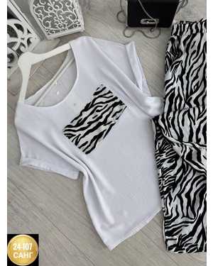 ЖЕНСКИЙ КОСТЮМ ДВОЙКА ТКАНЬ ПРАДА И ФУТБОЛКА СИНГАПУР