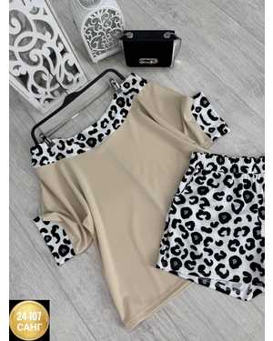 ЖЕНСКИЙ КОСТЮМ ДВОЙКА ТКАНЬ ТРИКОТАЖ ХБ