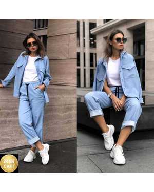 ЖЕНСКИЙ КОСТЮМ ДВОЙКА ТКАНЬ ДЖИНС