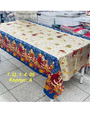 Новогодняя скатерть клеёнка на Тканевой основе Размер 140на220см